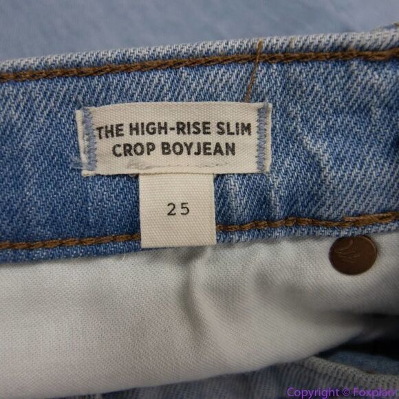 NEW Madewell High-Rise Slim Crop Boyjean in Dumas Wash: Ripped Edition, 25 - Picture 15 of 16